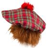 Boland 81223 Mr Tartan Beret, Red Checked, with Tassels and Hair, Elastic Band, Tartan Cap, Hat, Scotland, Highlands, Costume, Carnival, Theme Party view 3