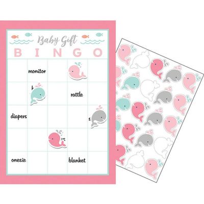 Creative Converting Pink Whale Baby Shower Bingo Game (10 Sheets)