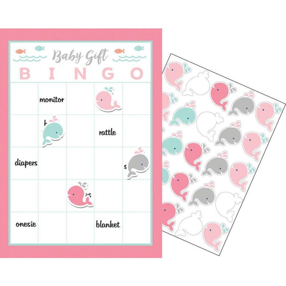 Creative Converting Pink Whale Baby Shower Bingo Game (10 Sheets)