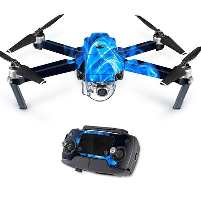 MightySkins Skin Compatible with DJI Mavic Pro Quadcopter Drone - Blue Flames | Protective, Durable, and Unique Vinyl Decal wrap Cover | Easy to Apply, Remove, and Change Styles | Made in The USA