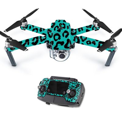 MightySkins Skin Compatible with DJI Mavic Pro Quadcopter Drone - Teal Leopard | Protective, Durable, and Unique Vinyl Decal wrap Cover | Easy to Apply, Remove, and Change Styles | Made in The USA