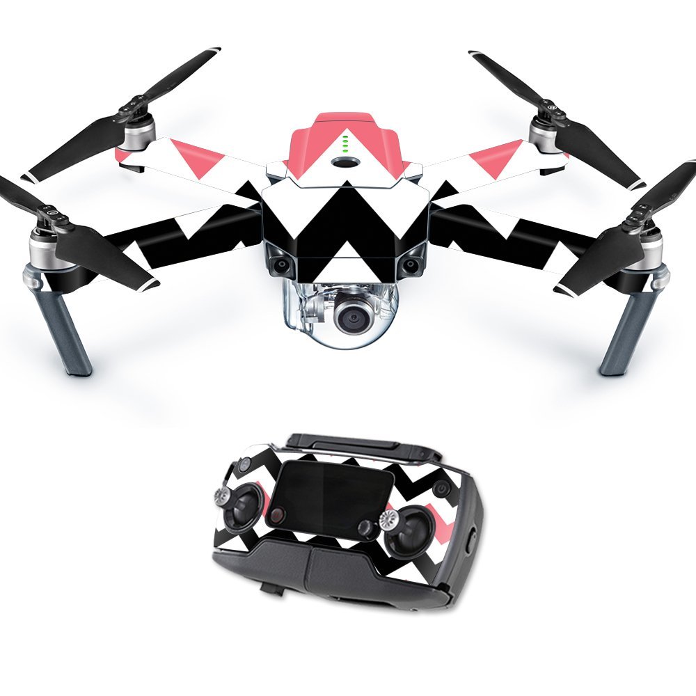 MightySkins Skin Compatible with DJI Mavic Pro Quadcopter Drone - Black Pink Chevron | Protective, Durable, and Unique Vinyl Decal wrap Cover | Easy to Apply, Remove | Made in The USA