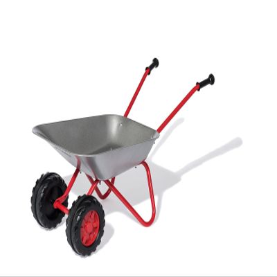 Rolly Toys Wheelbarrow with Double Wheel, Comfortable Handles, Holds up to 25 kg, Children Toy from 2  Years, Metal, Silver