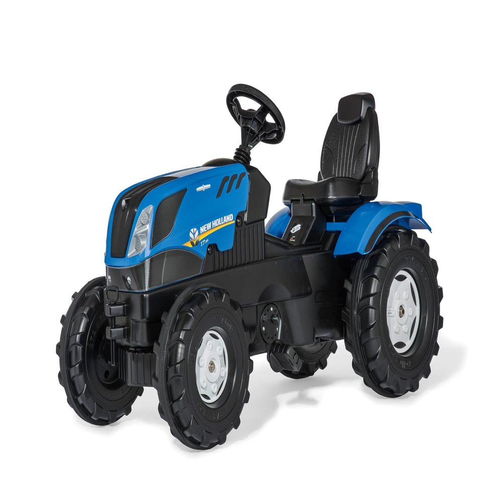 ROLLY TOYS rollyFarmtrac New Holland Tractor 601295 | Pedal Tractor with Motorised Bonnet to Open Seat Adjustment, Whisper Bicycle Tyre Chain Protector/3 Years, Blue, TV/GS geprft