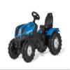 ROLLY TOYS rollyFarmtrac New Holland Tractor 601295 | Pedal Tractor with Motorised Bonnet to Open Seat Adjustment, Whisper Bicycle Tyre Chain Protector/3 Years, Blue, TV/GS geprft view 1