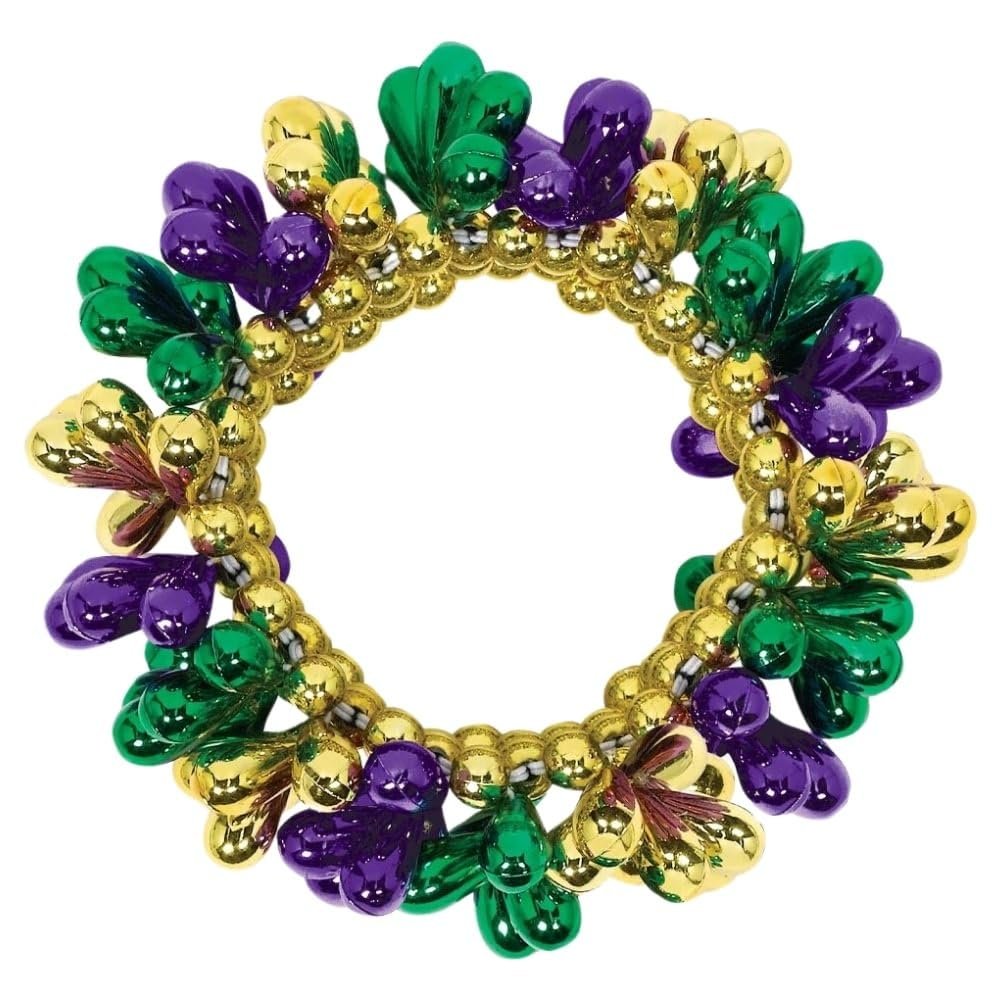Amscan Mardi Gras Bracelet - 7" - 1 Pc. - Vibrant Multi-Color Ideal for Festivities, Parties & Gifting