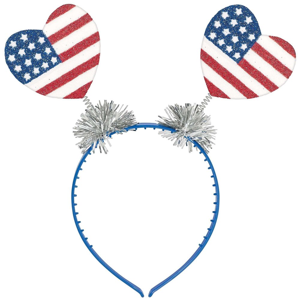 Amscan Patriotic Hearts Headbopper Party Accessory, 9" x 7", Multicolor-1 Pc