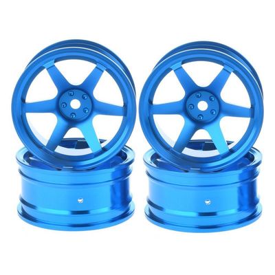 LAFEINA 4PCS Aluminium Alloy RC Wheel Hub Rims 52mm for 1/10 On-Road Drift Car HSP Tamiya HPI Kyosho Sakura (Blue)
