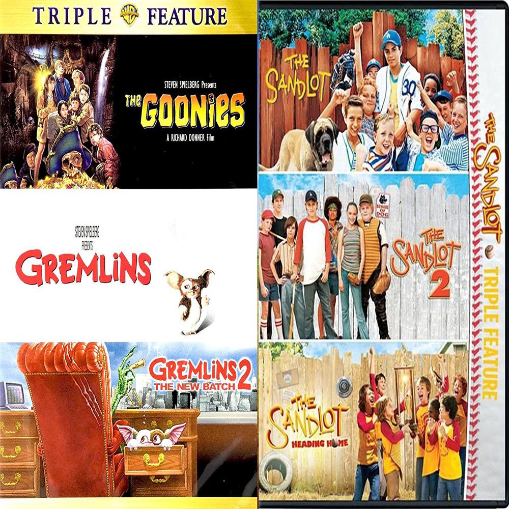 Sandlot DVD Kids 6 Movies Goonies / Gremlins pt 1 & 2 Family Baseball Triple Feature Sandlot pt 1/2/3 film bundle fun set