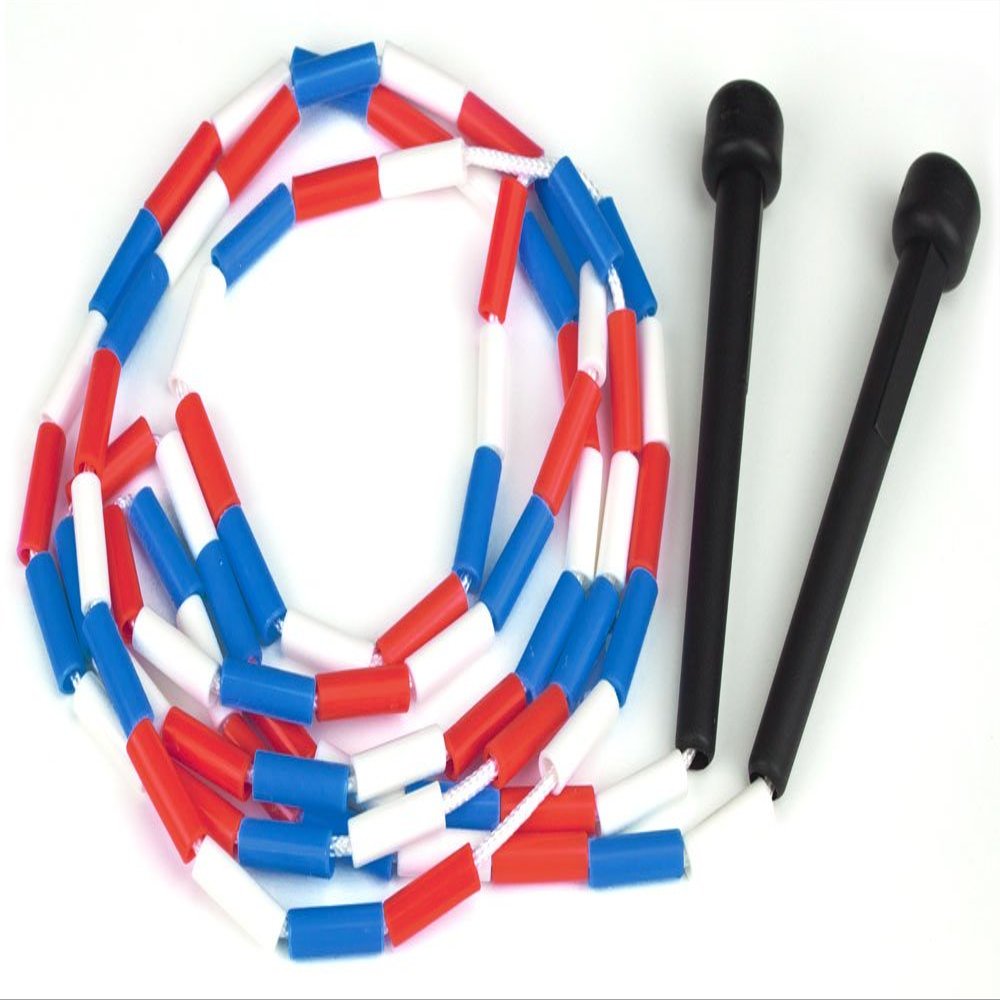 7 Foot Children's Jump Rope with Multi Color Plastic Segments (RED/WHITE/BLUE)