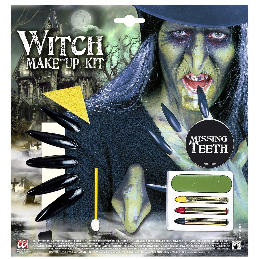 WIDMANN ? Witch Makeup Set with Accessory Womens, vd-wdm40323, One Size