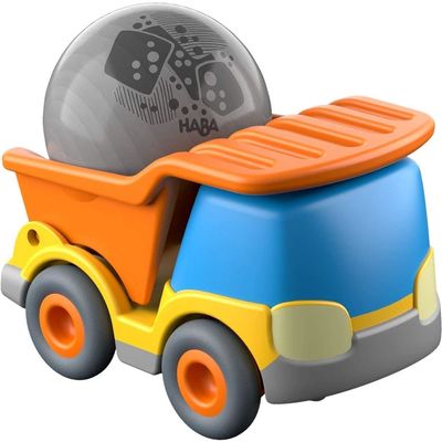 HABA Kullerbu Dump Truck with Rubble Ball and Tippiing Bed - Can be Enjoyed with or Without The Kullerbu Track System - Ages 2+