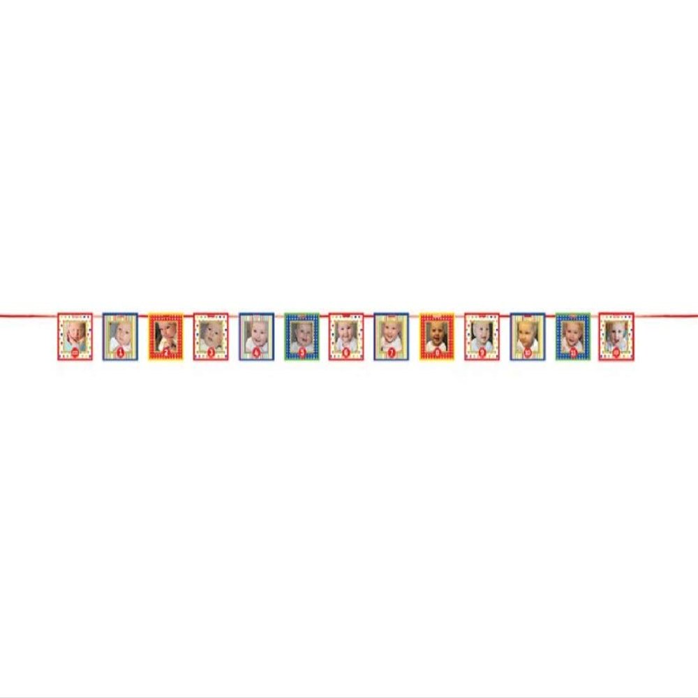 Creative Converting 324526 Custom Photo Frames First Birthday Banner, One Size, Multicolor