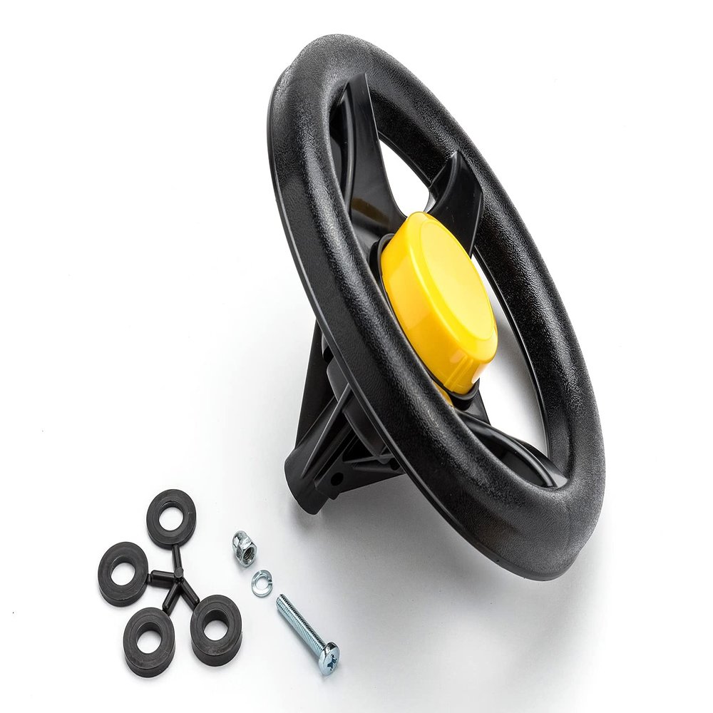 Rolly Toys Steering Wheel with Horn, Yellow, Plastic, for Ride-On Tractor, Universal Fit