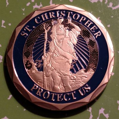 Saint Christopher Protect Us Religious Challenge Art Coin
