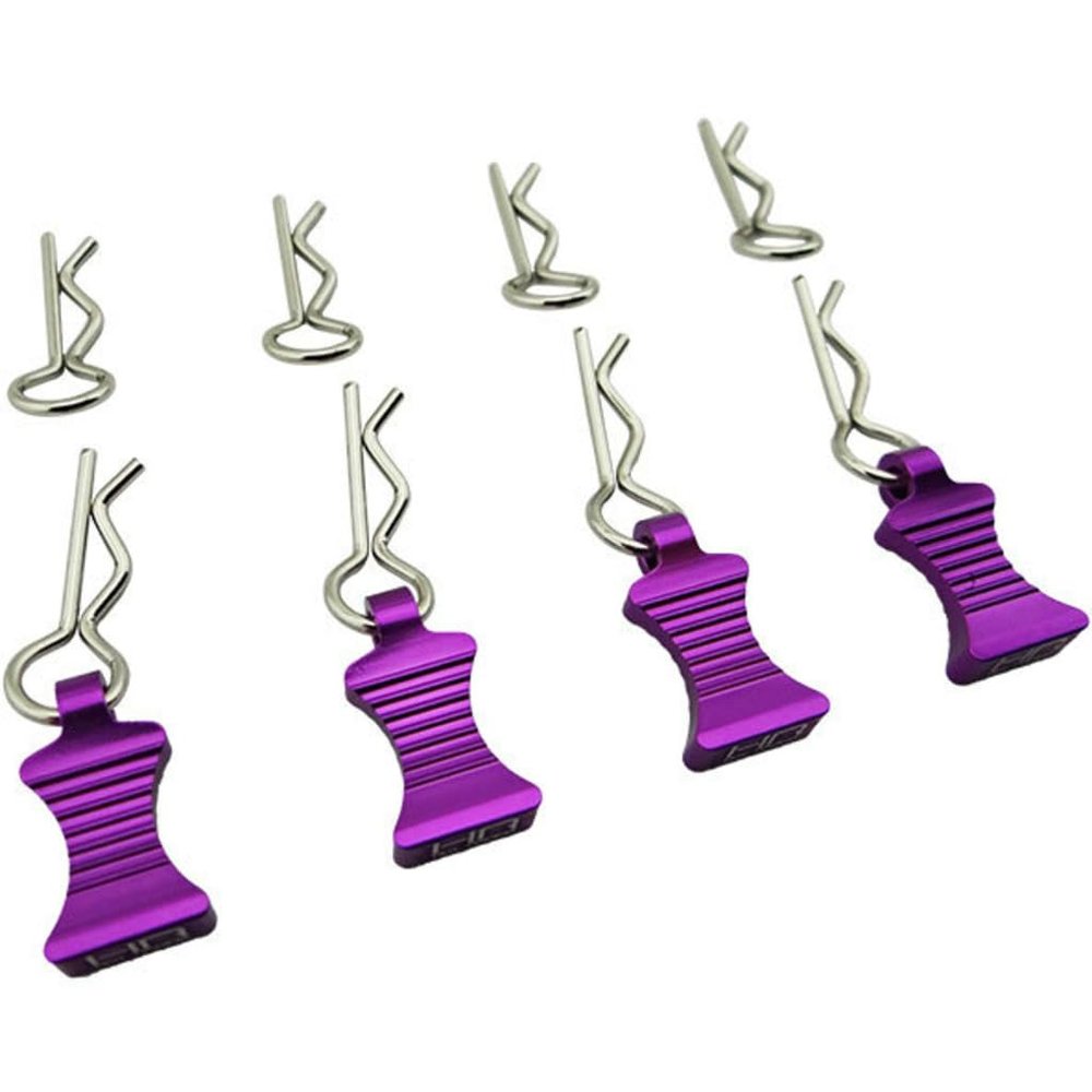 Hot Racing AC03EZ07 Silver Bent Body Clips 21.5mm Long .8mm Wire (4)