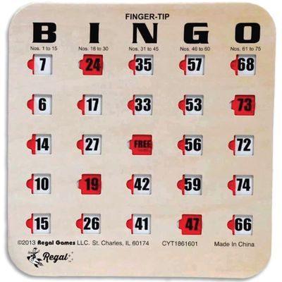 Regal Bingo Bulk Bingo Cards with Sliding Windows - Reusable Large Print Bingo Game Cards for Adults Large Group - 50 Pack, Woodgrain