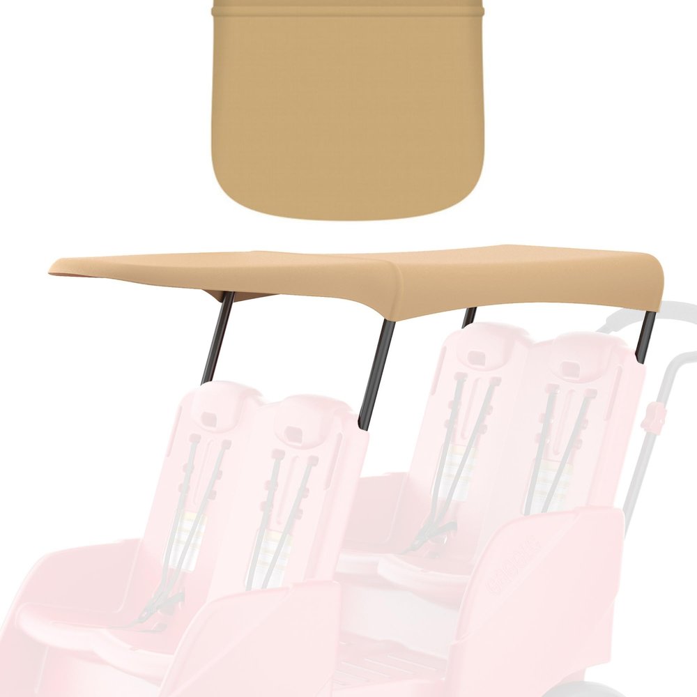 Foundations Gaggle 4 Buggy Fabric Canopy, UV & Rain Protection, Extends Over Front Seat for Full Protection of All Riders, Steel Pipe Frame for Durability (Tan)