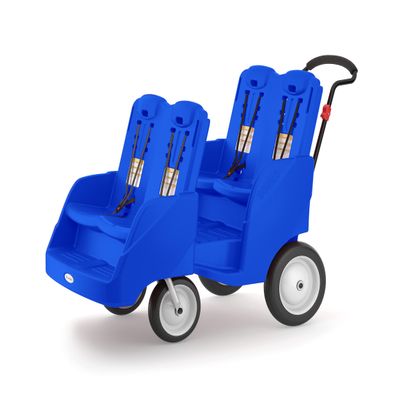 Gaggle by Foundations 4 Seat Buggy | 4-Seat Quad Stroller with 5-Point Harness for Added Safety | Multi-Child Buggy with Soft Stop Brake | Fits Through Standard Doorways | Blue