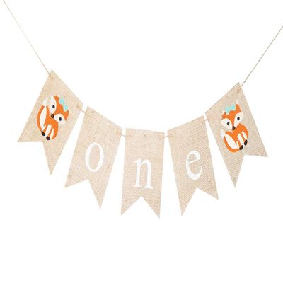 Swanky Party Box | First Birthday Decoration, Fox 1st Birthday Highchair Banner, Woodland Party Decor B514