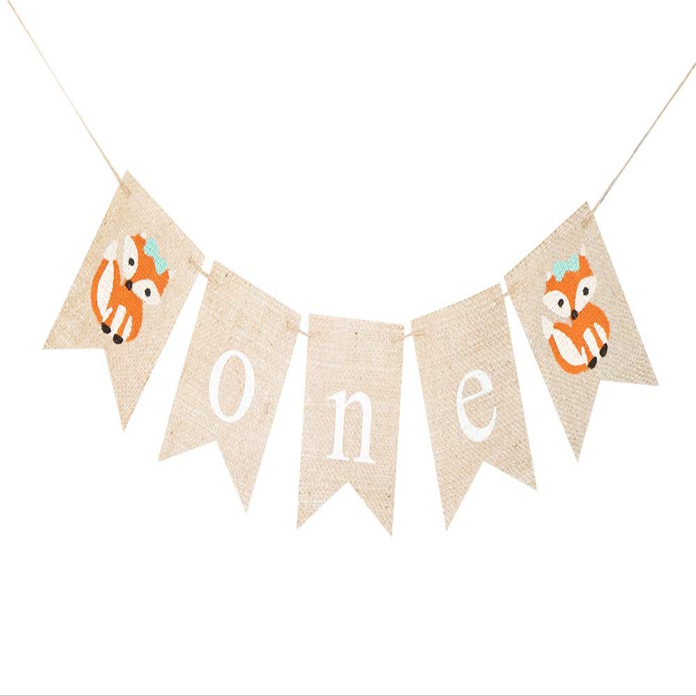 Swanky Party Box | First Birthday Decoration, Fox 1st Birthday Highchair Banner, Woodland Party Decor B514