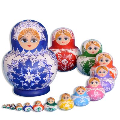 YAKELUS Russian Nesting Dolls for Kids Matryoshka Doll 15pcs Handmade