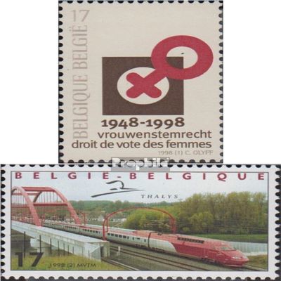 Belgium 2786,2787 (Complete.Issue.) unmounted Mint/Never hinged ** MNH 1998 Suffrage, Railway (Stamps for Collectors) Trains/Railway/funicular
