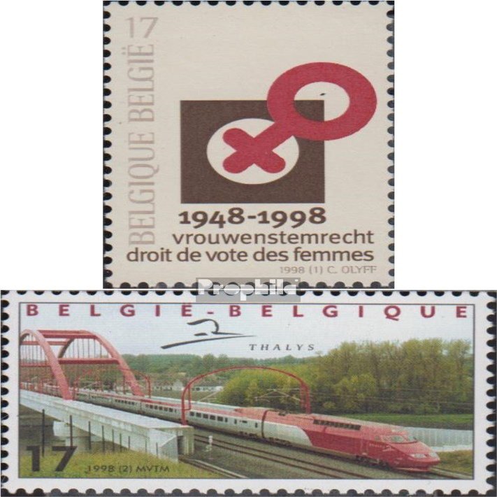 Belgium 2786,2787 (Complete.Issue.) unmounted Mint/Never hinged ** MNH 1998 Suffrage, Railway (Stamps for Collectors) Trains/Railway/funicular