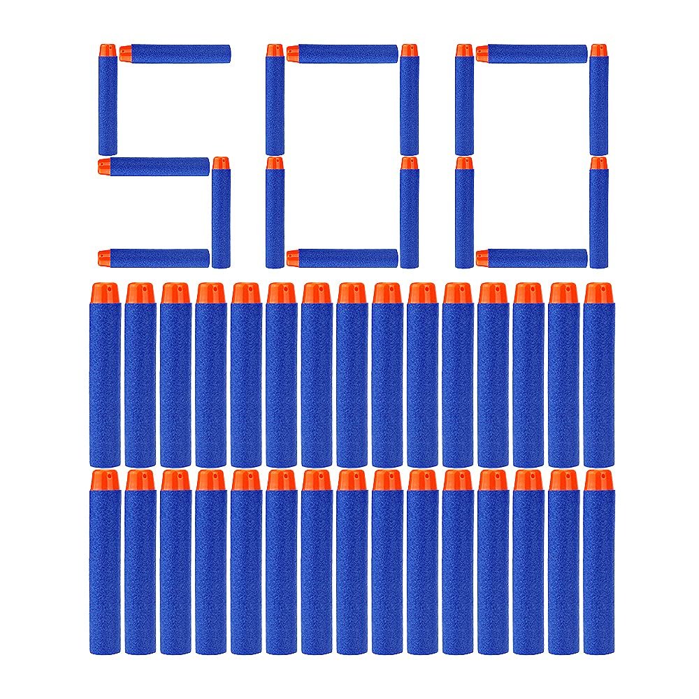 Wolftop 500 Pcs Refill Bullet Darts, Compatible Foam Darts Refill Pack for Nerf N-Strike Elite Series Blasters Toy Gun