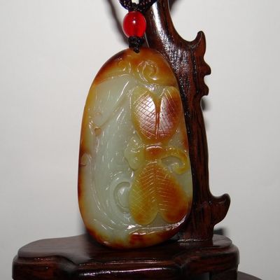 2.4"China Certified Nature Hetian Nephrite Jade Butterfly Hand Carved Pendant