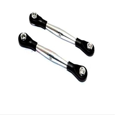 Aluminum 3mm Clockwise And Anticlockwise Turnbuckles With 12.5mm Long Plastic Ends & 5.8X3X6mm Balls (Total Length 59mm-63mm, From Hole To Hole 50mm-54mm) - 1Pr Silver