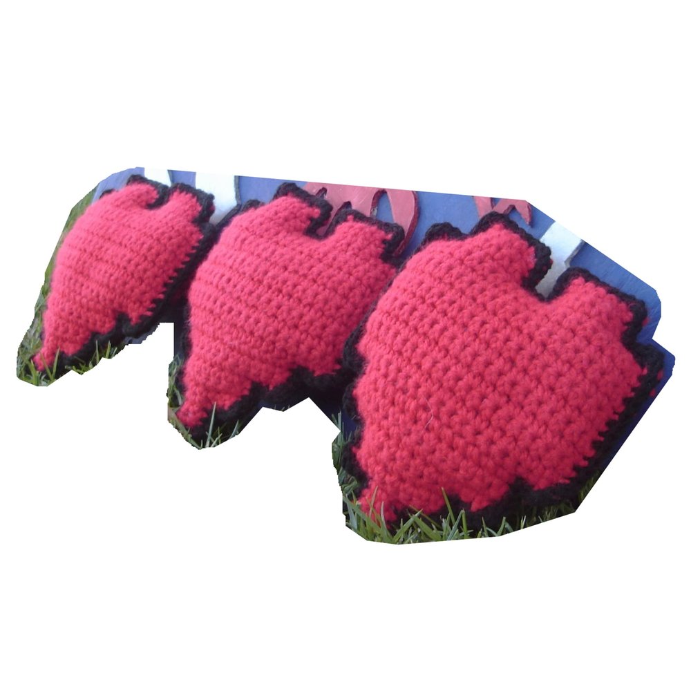 8-Bit Crocheted Red Heart Piece / Legend of Zelda Inspired / Based off of the Original Legend of Zelda NES Heart Graphic