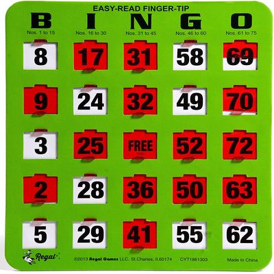 Regal Bingo Bulk Bingo Cards with Sliding Windows - Reusable Large Print Bingo Game Cards for Adults Large Group - 200 Pack, Green
