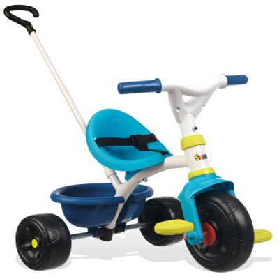 Smoby Blue 2-in-1 Push Along Trike with Parent Handle and Kids Forst Tricycle - Bright and Colourful Design with Safe and Secure Design - Ages 15 Months+