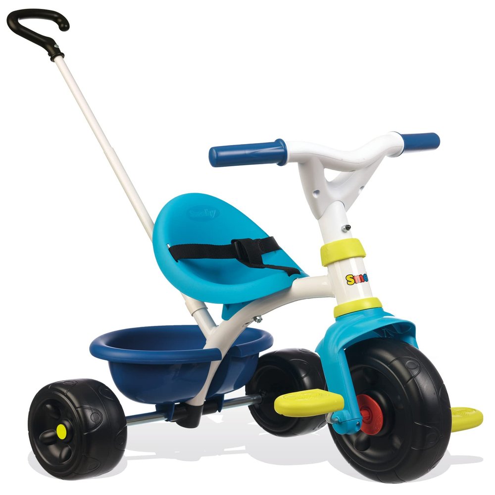 Smoby Blue 2-in-1 Push Along Trike with Parent Handle and Kids Forst Tricycle - Bright and Colourful Design with Safe and Secure Design - Ages 15 Months+