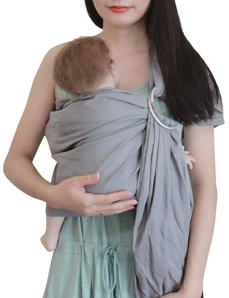 Vlokup Ring Sling Baby Carrier, Soft Linen Cotton Baby Sling Carrier Newborn to Toddler, Baby Wrap Carrier for Plus Size Parents, Perfect Shower Gift, Grey