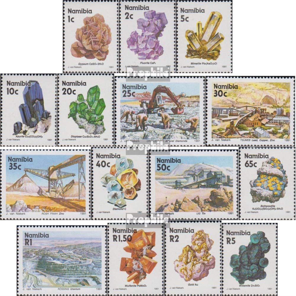 Namibia - Southwest 683x-697x (Complete.Issue.) unmounted Mint/Never hinged ** MNH 1991 Minerals and Mines (Stamps for Collectors) Minerals/Fossils/Jewelry/Watches