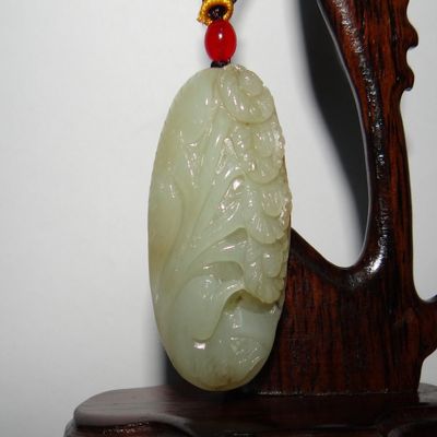 1.9" China Certified Nature Hetian Nephrite Jade Lucky Duck and Ruyi Pendants