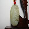 1.9" China Certified Nature Hetian Nephrite Jade Lucky Duck and Ruyi Pendants view 1