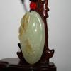 2.1" China Certified Nature Hetian Nephrite Jade Fine Carved Lucky Butterfly and Lotus Pendant view 3