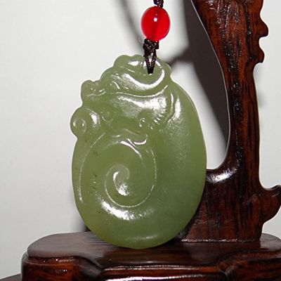1.9" China Certified Nature Hetian Nephrite Jade Double Carved Dragon Pendants