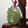 1.9" China Certified Nature Hetian Nephrite Jade Double Carved Dragon Pendants view 1