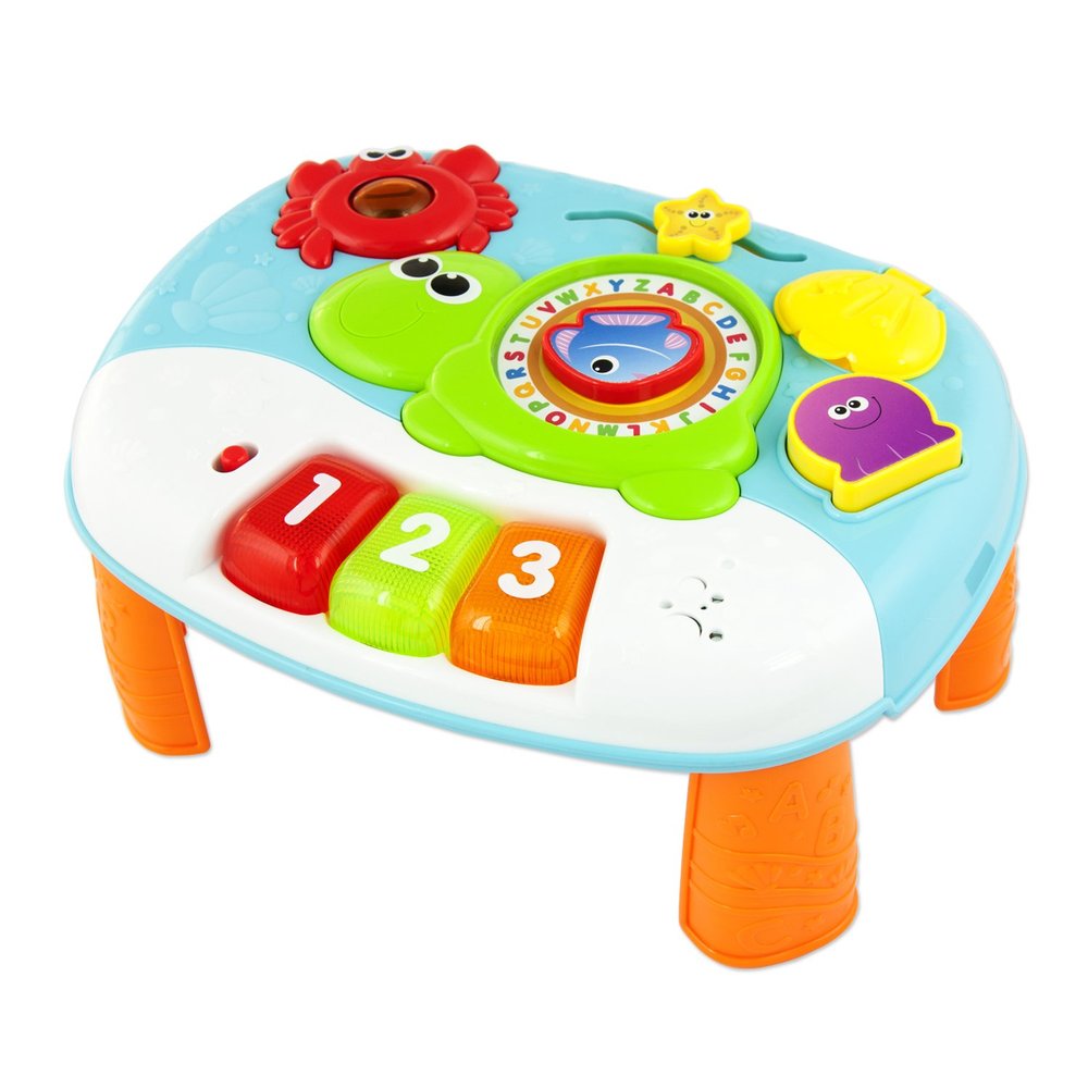 winfun 2-in-1 Ocean Fun Activity Center with Rattle Spinner Crab, Click-Clack Fish, Interactive Sensory Toy for Infants and Toddlers, Encourages Fine Motor Skills Ages 6 Months & Up