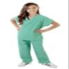 Super Soft Children Scrub Set and Lab Coat Combo Kids Doctor Dress up (7, Surgical Green Set and White Lab Coat) view 4