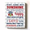 Adorable You are My Sunshine Bedtime Story Rhyme - Woodland Owl Design - Stretched Canvas Nursery Wall Art Decor - Baby Gift idea - Wooden Frame Construction - Ready to Hang 8X10 view 1