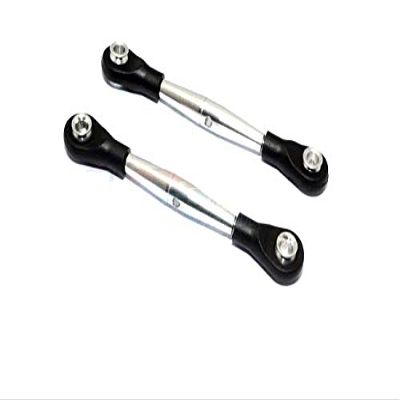 Aluminum 3mm Clockwise And Anticlockwise Turnbuckles With 12.5mm Long Plastic Ends & 5.8X3X6mm Balls (Total Length 64mm-68mm,From Hole To Hole 55mm-59mm) - 1Pr Silver