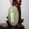1.8" China Certified Nature Hetian Nephrite Jade Fine Carved Aupicious Crane and Lotus Pendant view 3