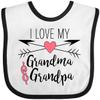 inktastic I Love My Grandma and Grandpa Heart and Arrows Baby Bib White and Black 2a520 view 1