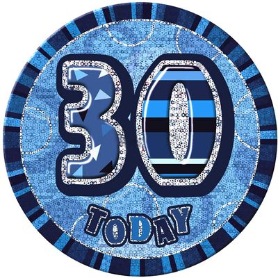 Gifts 4 All Occasions Limited SHATCHI-496 30th Happy Birthday Badge Glitz Blue Decorations Unisex Party Supply