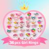 Elesa Miracle 36pcs Children Kids Little Girl Adjustable Jewelry Rings in Box Girl Pretend Play and Dress up Rings Birthday Gifts for Girls view 2